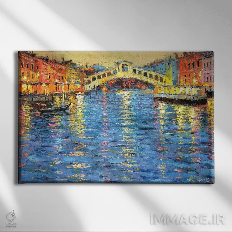 تابلو ونیز در شب اثر دمیتری اسپیروس - نمای روبهرو روی دیوار