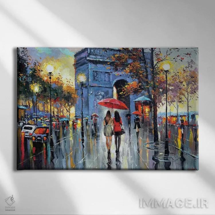 تابلو ما در پاریس ملاقات کردیم (فرانسه) اثر دمیتری اسپیروس - نمای روبهرو روی دیوار