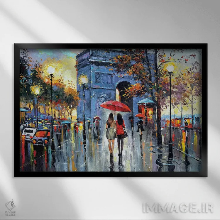 تابلو ما در پاریس ملاقات کردیم (فرانسه) اثر دمیتری اسپیروس - نمای قابدار مشکی