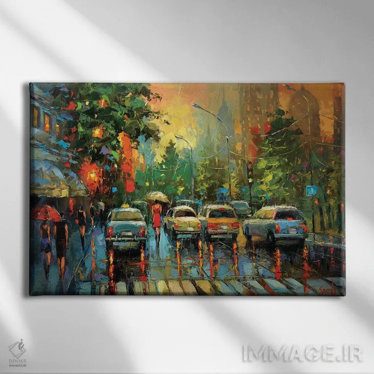تابلو باران گرم اثر دمیتری اسپیروس - نمای روبهرو روی دیوار