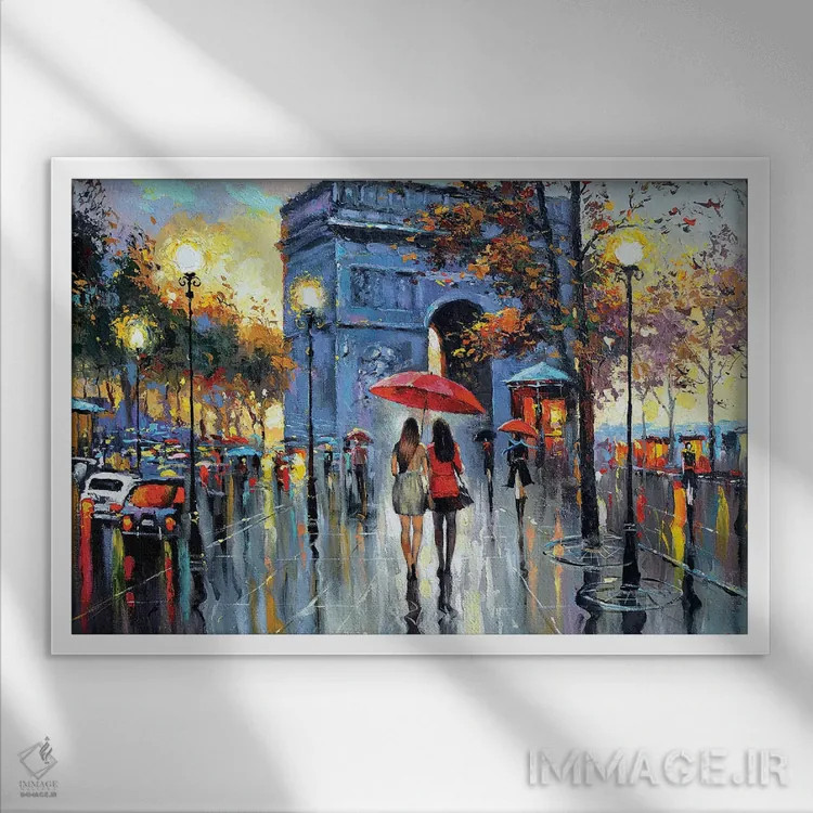 تابلو ما در پاریس ملاقات کردیم (فرانسه) اثر دمیتری اسپیروس - نمای قابدار سفید