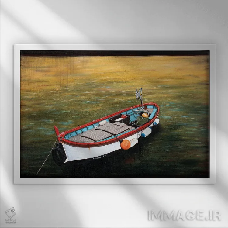 تابلو قایق پورتوفینو (ایتالیا) اثر دانا مککلار - نمای قابدار سفید