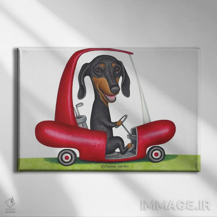 تابلو داشهوند سیاه در ماشین گلف اثر دنی گوردون - نمای روبهرو روی دیوار