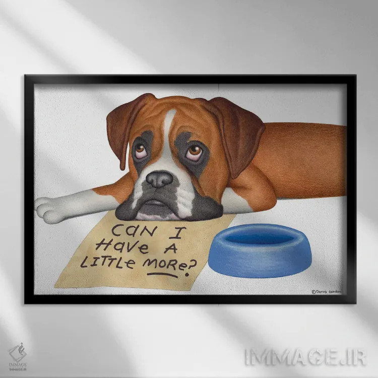 تابلو باکسر: کمی بیشتر؟ اثر دنی گوردون - نمای قابدار مشکی