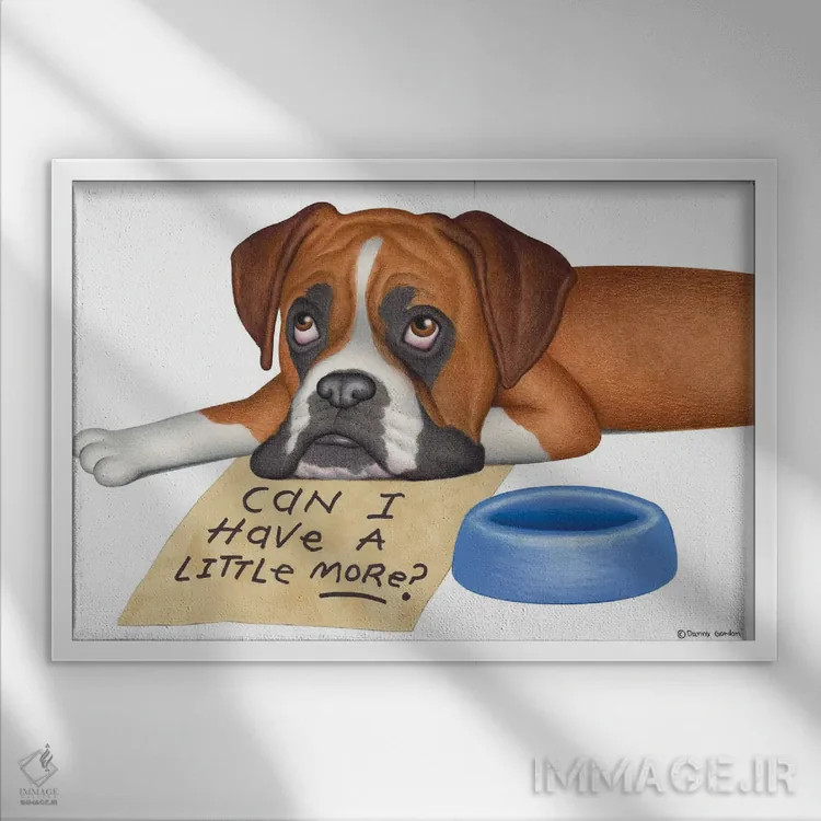 تابلو باکسر: کمی بیشتر؟ اثر دنی گوردون - نمای قابدار سفید