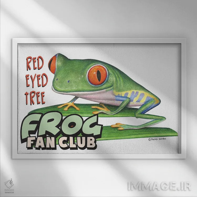 تابلو باشگاه هواداران قورباغهٔ درختی چشمقرمز اثر دنی گوردون - نمای قابدار سفید