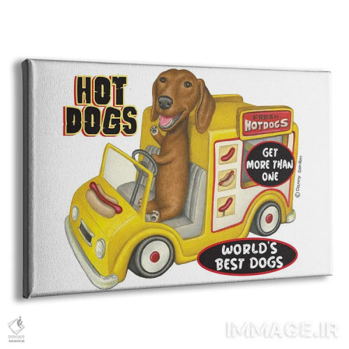 تابلو داشهوند در کامیون زرد هاتداگ اثر دنی گوردون - نمای پرسپکتیو محصول