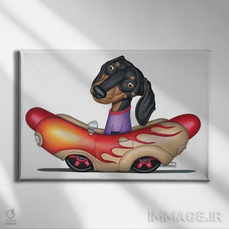 تابلو خودروی وینر لندیس با رینگ مشکی اثر دنی گوردون - نمای روبهرو روی دیوار