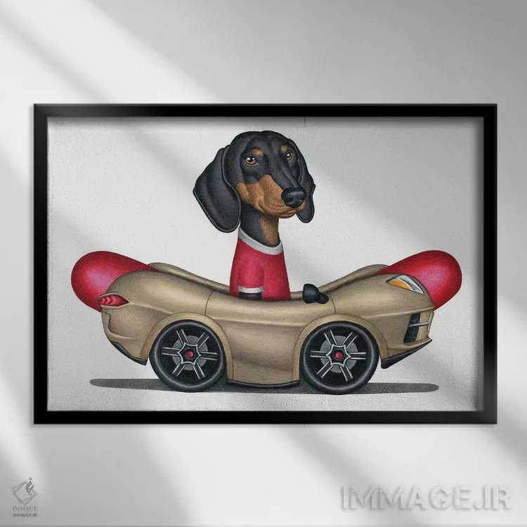 تابلو داشهوند بوریس در خودروی هاتداگ اثر دنی گوردون - نمای قابدار مشکی