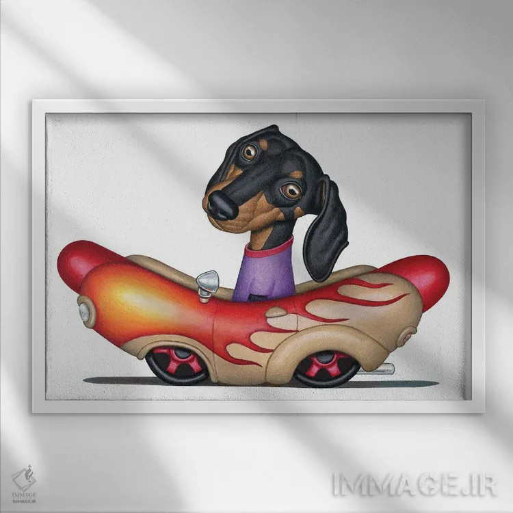 تابلو خودروی وینر لندیس با رینگ مشکی اثر دنی گوردون - نمای قابدار سفید