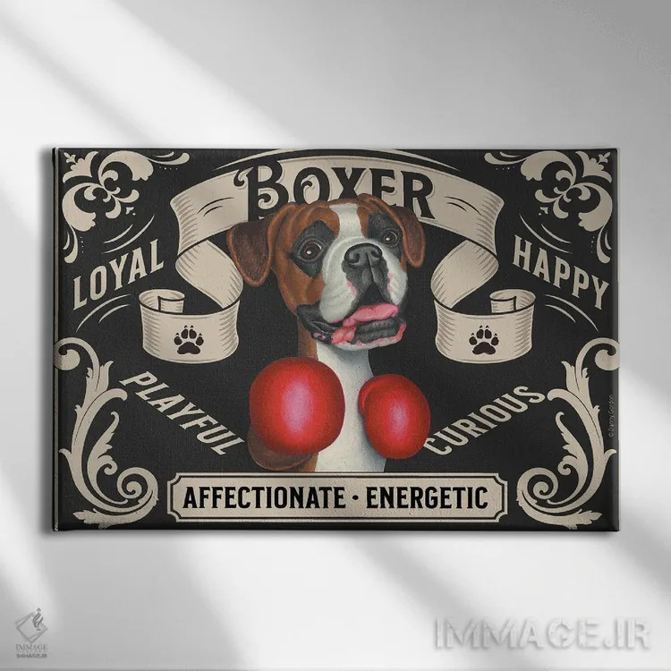 تابلو تمبر افقی باکسر مشتزن اثر دنی گوردون - نمای روبهرو روی دیوار