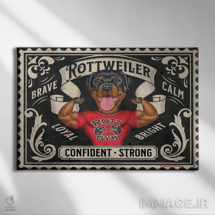 تابلو تمبر روتوایر عضلانی اثر دنی گوردون - نمای روبهرو روی دیوار