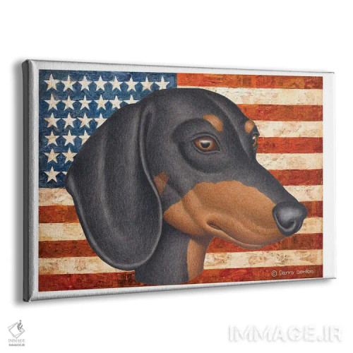 تابلو داشهوند مشکی با پرچم اثر دنی گوردون - نمای پرسپکتیو محصول