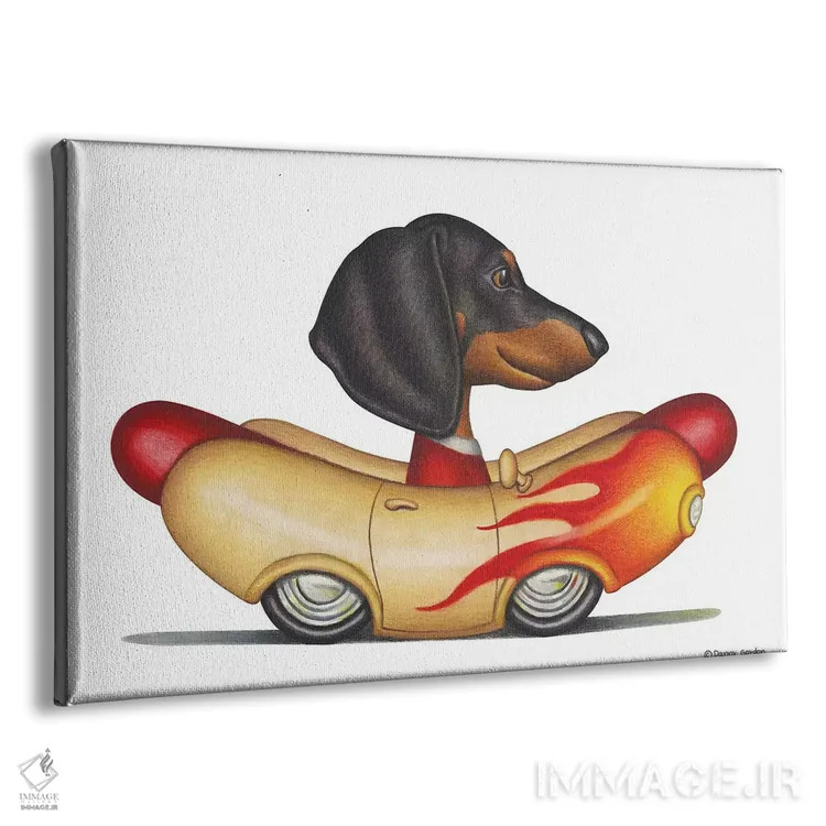 تابلو داشهوند در خودروی وینرموبیل شعلهدار اثر دنی گوردون - نمای پرسپکتیو محصول