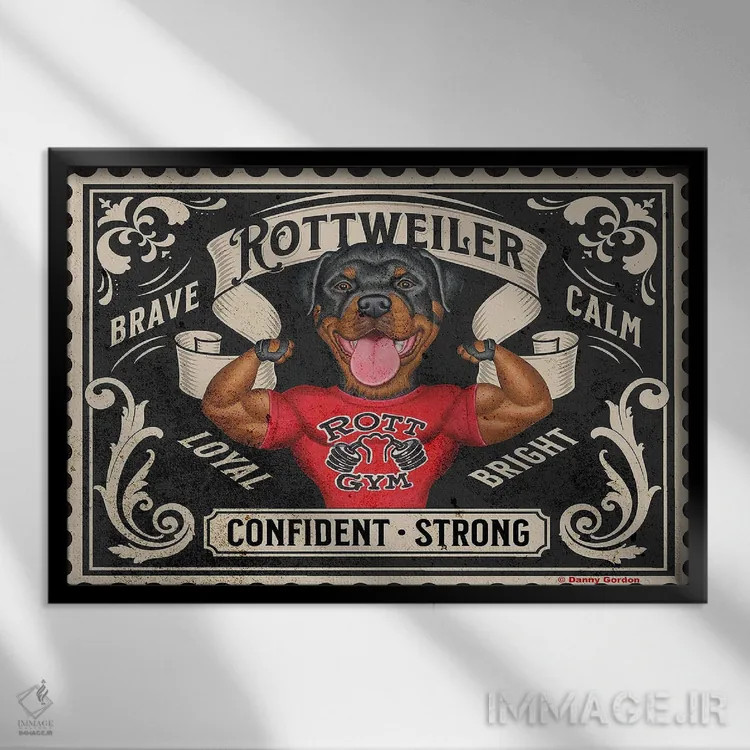 تابلو تمبر روتوایر عضلانی اثر دنی گوردون - نمای قابدار مشکی