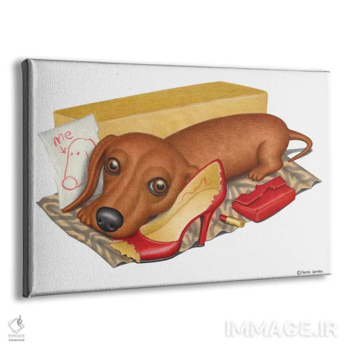 تابلو داشهوند با پرتره از خودش اثر دنی گوردون - نمای پرسپکتیو محصول