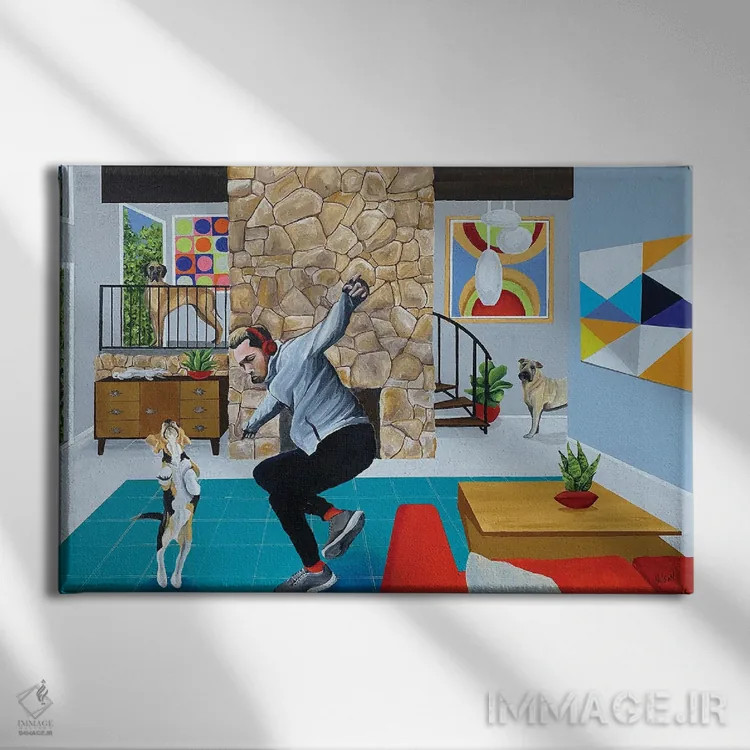 تابلو برقص مثل اینکه هیچکس نگاه نمیکند اثر دن نلسون - نمای روبهرو روی دیوار