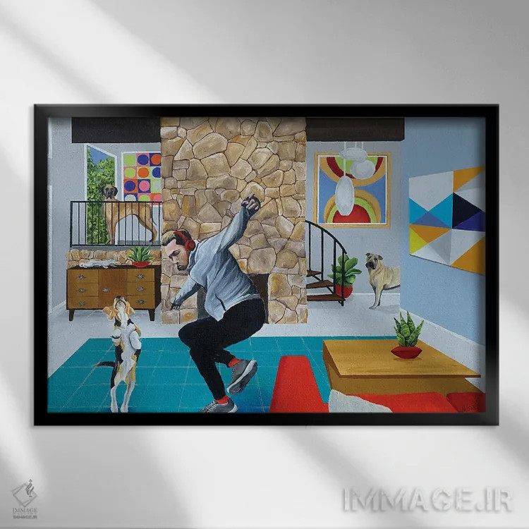 تابلو برقص مثل اینکه هیچکس نگاه نمیکند اثر دن نلسون - نمای قابدار مشکی