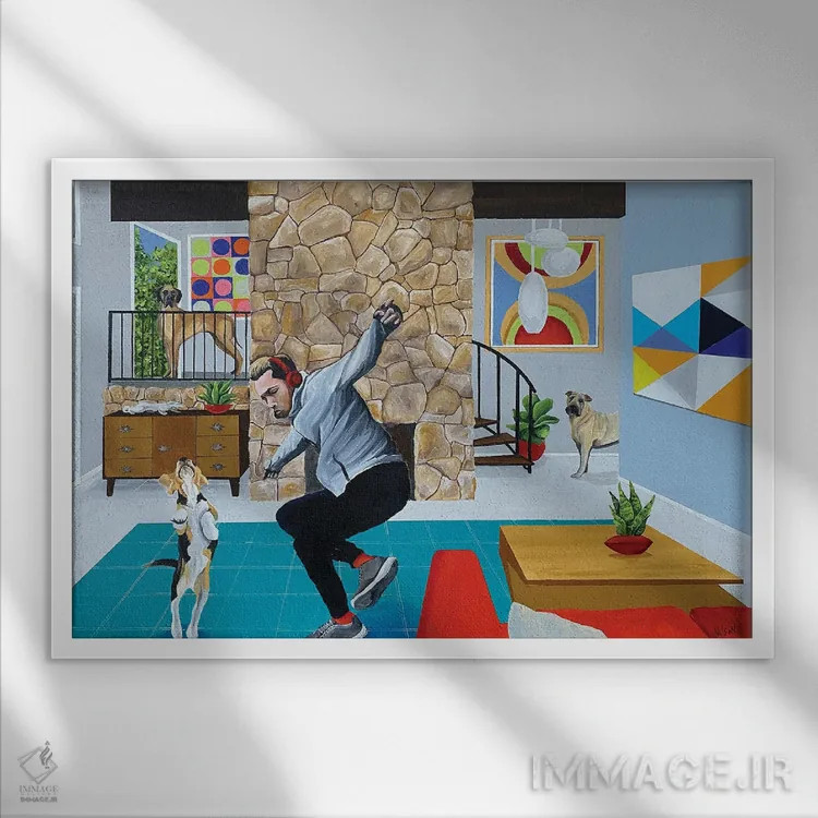 تابلو برقص مثل اینکه هیچکس نگاه نمیکند اثر دن نلسون - نمای قابدار سفید