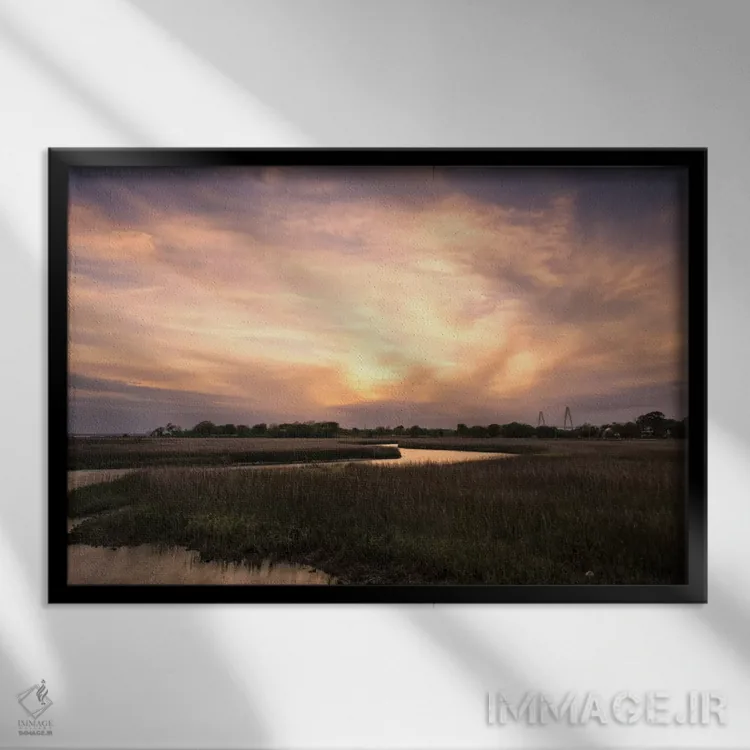 تابلو غروب نواحی پست ۱ اثر دنی هد - نمای قابدار مشکی