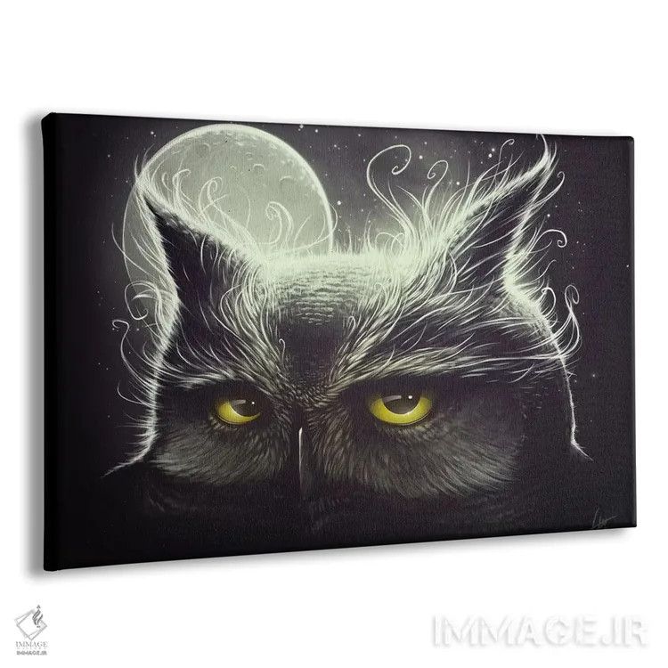 تابلو جغد و ماه اثر دکتر لوکاس برژاک - نمای پرسپکتیو محصول