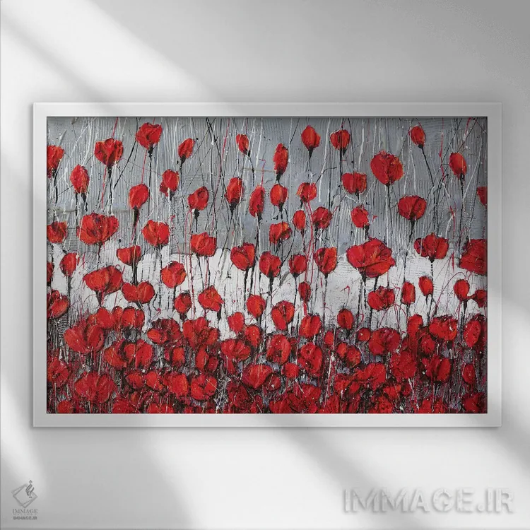 تابلو منظره شقایقها اثر دوناتلا مارائونی - نمای قابدار سفید