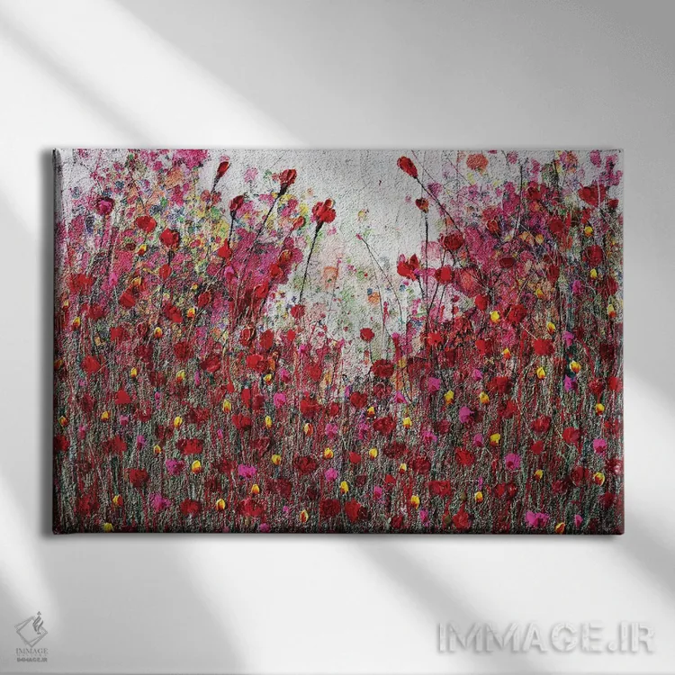 تابلو شقایقها و دوستان پنج اثر دوناتلا مارائونی - نمای روبهرو روی دیوار