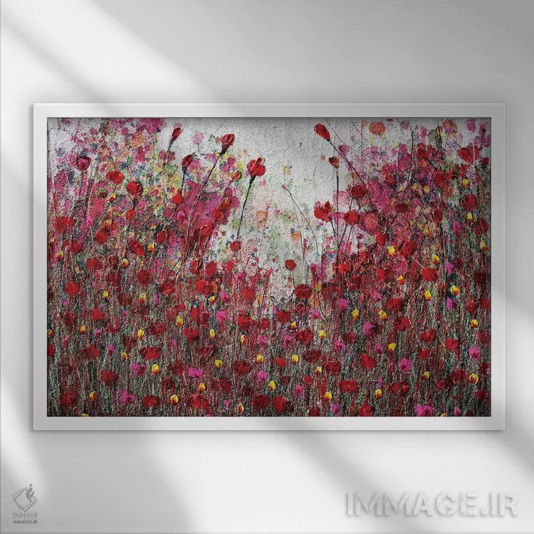 تابلو شقایقها و دوستان پنج اثر دوناتلا مارائونی - نمای قابدار سفید