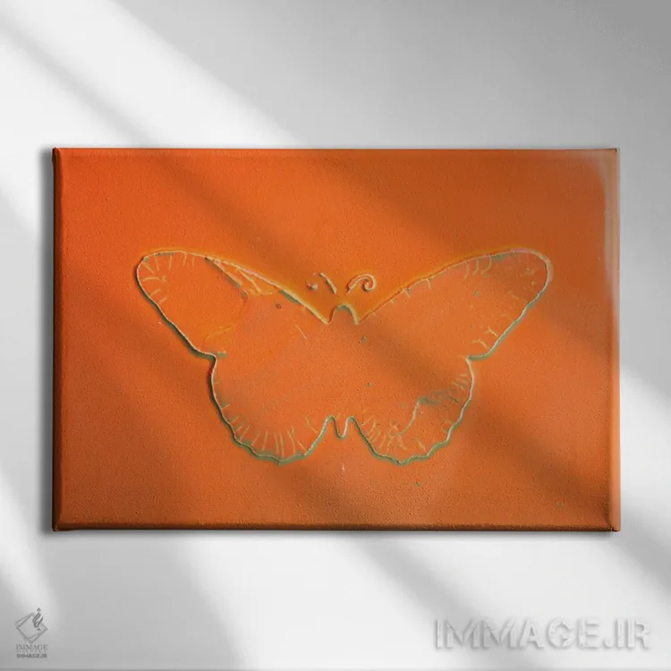 تابلو پروانهٔ نارنجی اثر دوناتلا مارائونی - نمای روبهرو روی دیوار