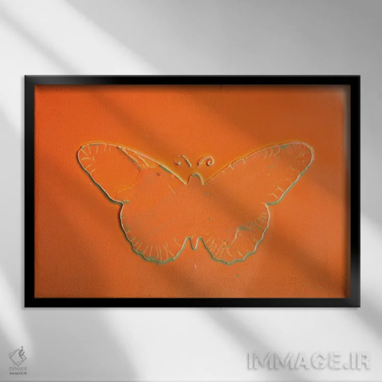 تابلو پروانهٔ نارنجی اثر دوناتلا مارائونی - نمای قابدار مشکی