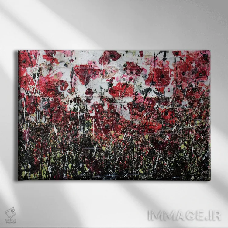 تابلو شقایقهای سیاه و عشق اثر دوناتلا مارائونی - نمای روبهرو روی دیوار