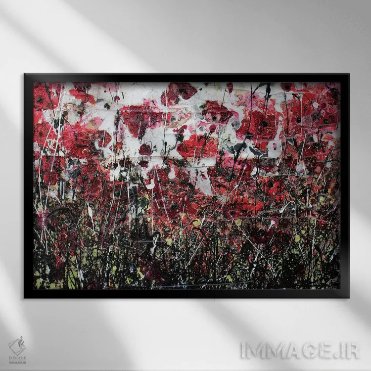 تابلو شقایقهای سیاه و عشق اثر دوناتلا مارائونی - نمای قابدار مشکی