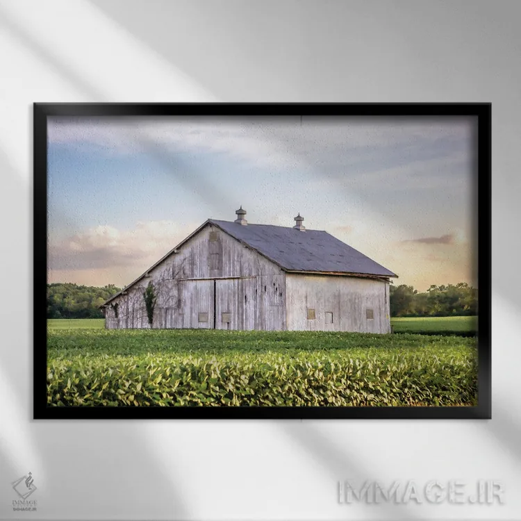 تابلو انبار روستایی اوهایو اثر دانی کوئلن - نمای قابدار مشکی
