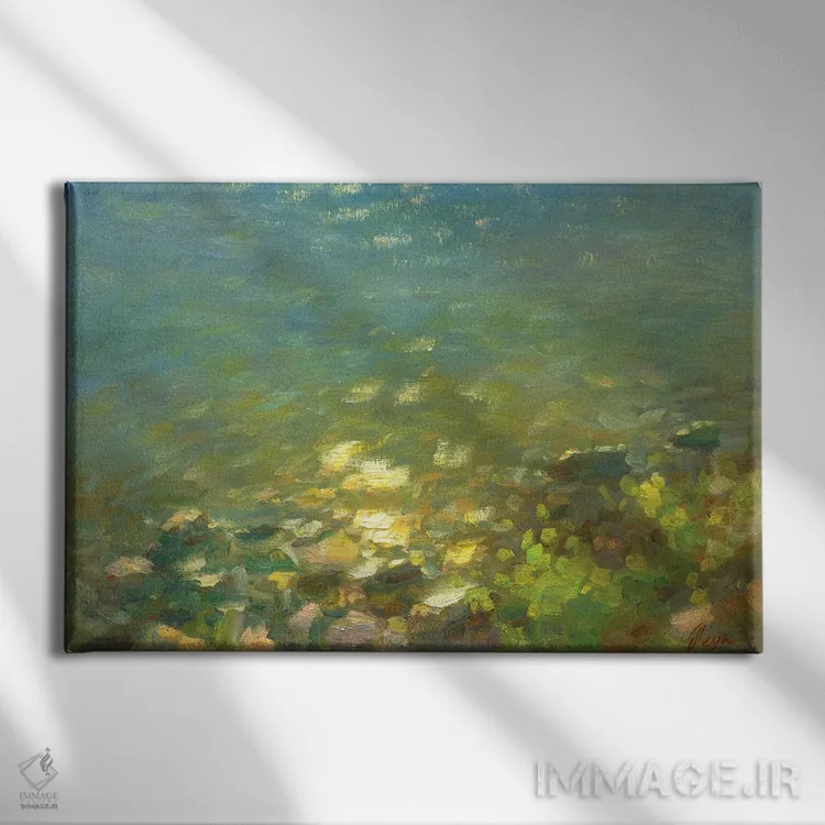 تابلو تابش آفتاب بر آب نزدیک ساحل اثر دمیتری اولین - نمای روبهرو روی دیوار