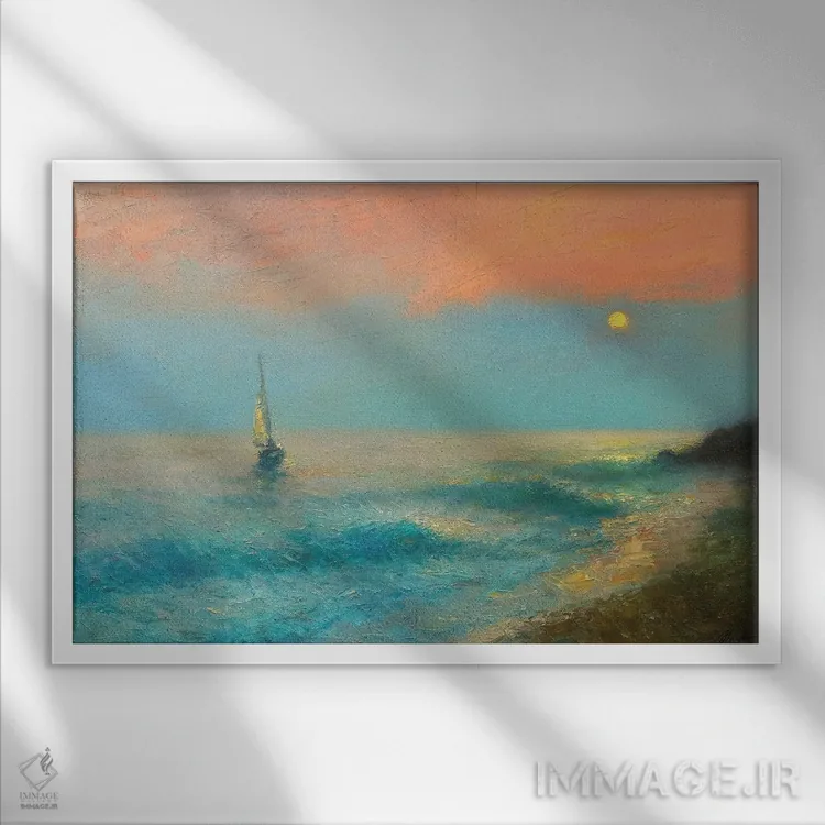 تابلو طلوع خورشید اثر دمیتری اولین - نمای قابدار سفید