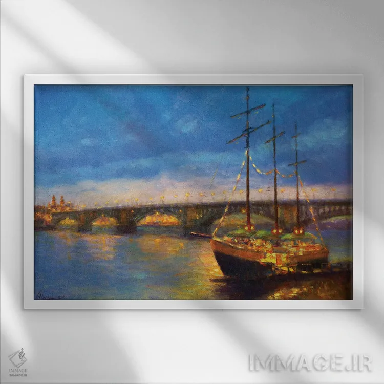 تابلو راین ماینز (رود و منطقه آلمان) اثر دمیتری اولین - نمای قابدار سفید