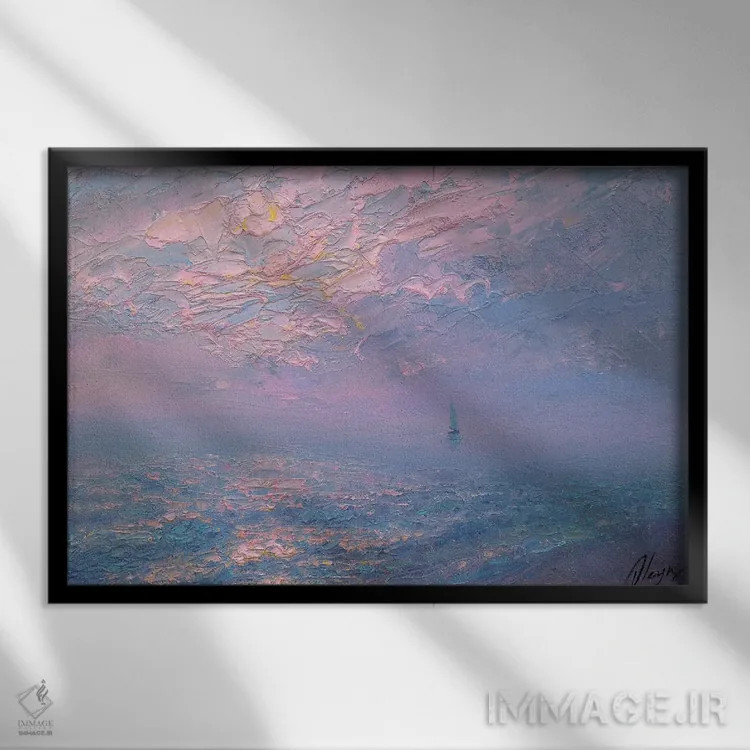 تابلو دریای صورتی اثر دمیتری اولین - نمای قابدار مشکی