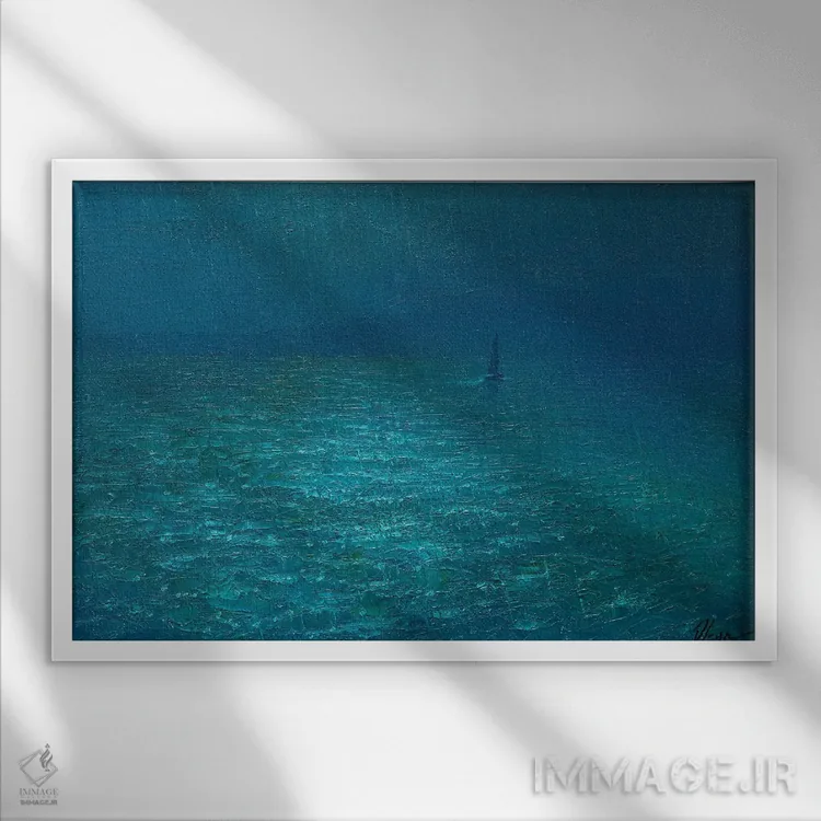 تابلو رودخانه بارانی دوم اثر دمیتری اولین - نمای قابدار سفید