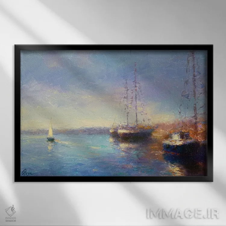 تابلو دریای عصر اول اثر دمیتری اولین - نمای قابدار مشکی