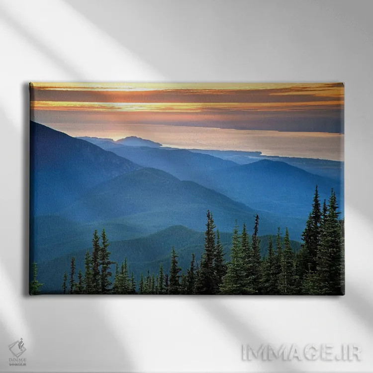 تابلو منظره ساحلی در غروب، پارک ملی المپیک، واشینگتن، آمریکا اثر دان پاولسون - نمای روبهرو روی دیوار