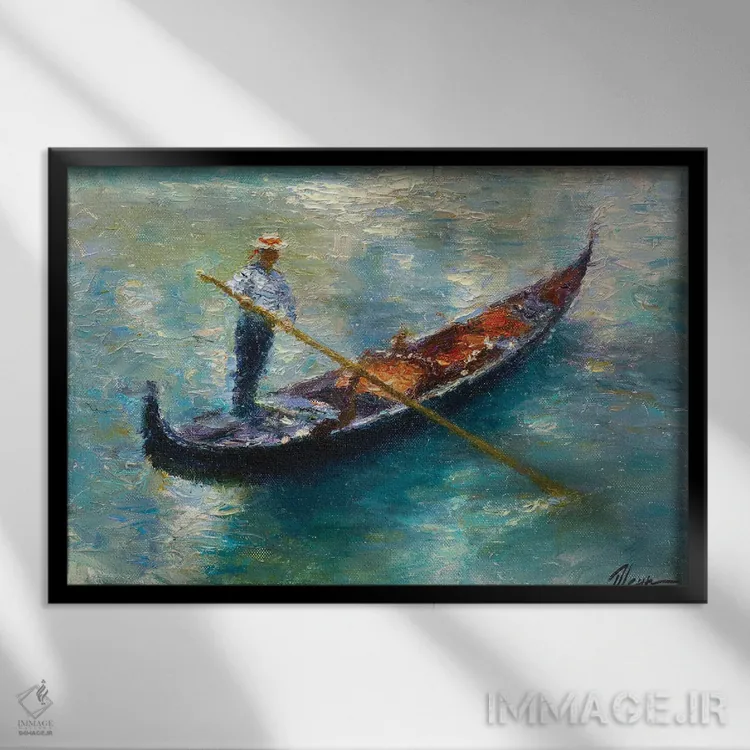 تابلو گوندولا (قایق ایتالیایی) اثر دمیتری اولین - نمای قابدار مشکی