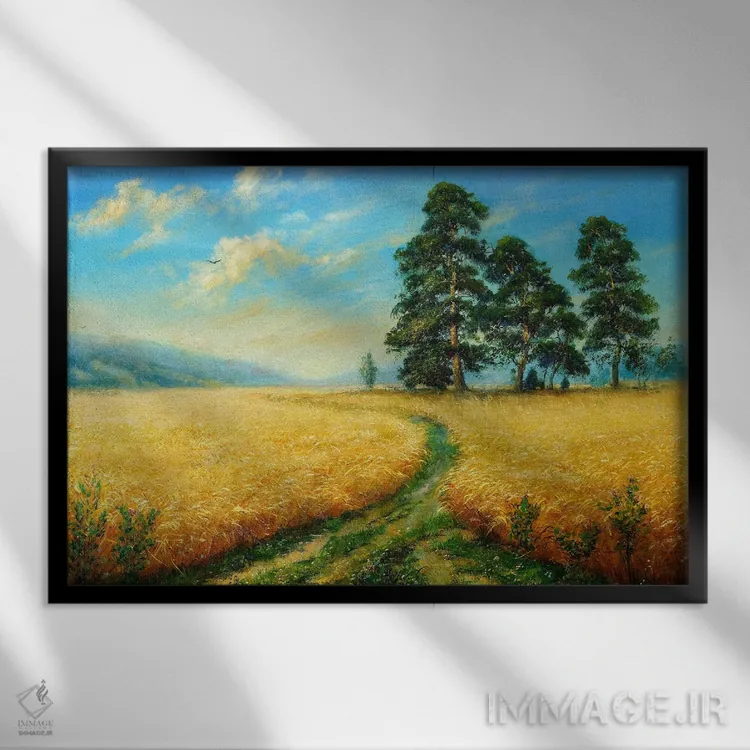 تابلو جاده تابستانی اثر دمیتری اولین - نمای قابدار مشکی