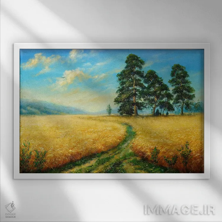 تابلو جاده تابستانی اثر دمیتری اولین - نمای قابدار سفید