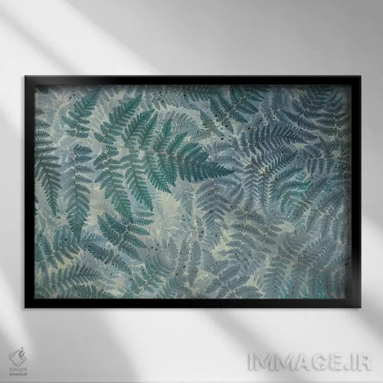 تابلو طرح سرخس بلوطی اثر دان پاولسون - نمای قابدار مشکی