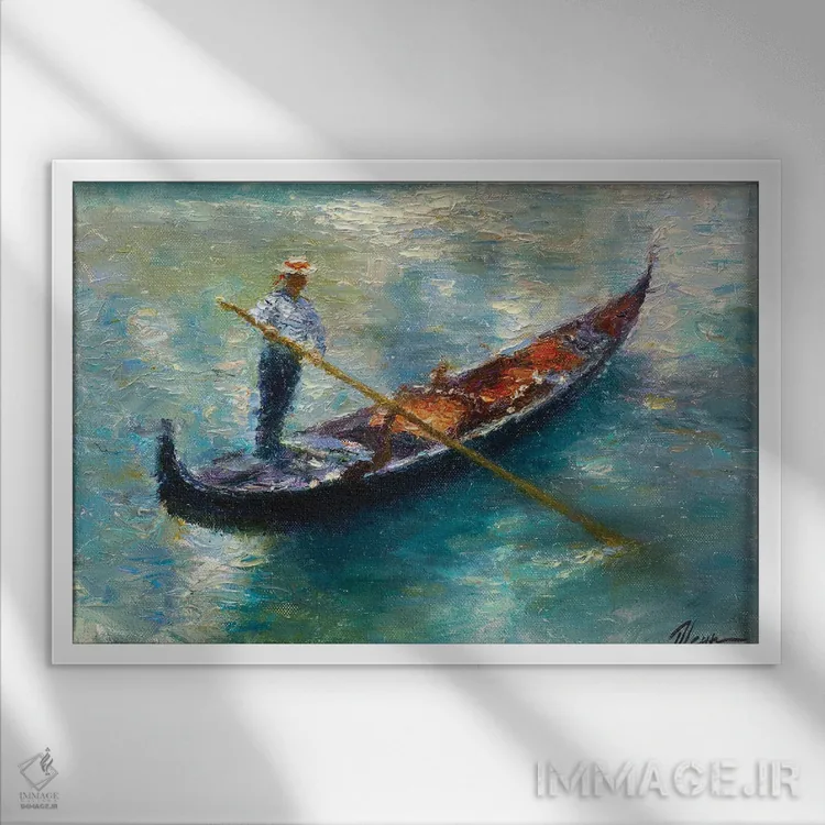 تابلو گوندولا (قایق ایتالیایی) اثر دمیتری اولین - نمای قابدار سفید