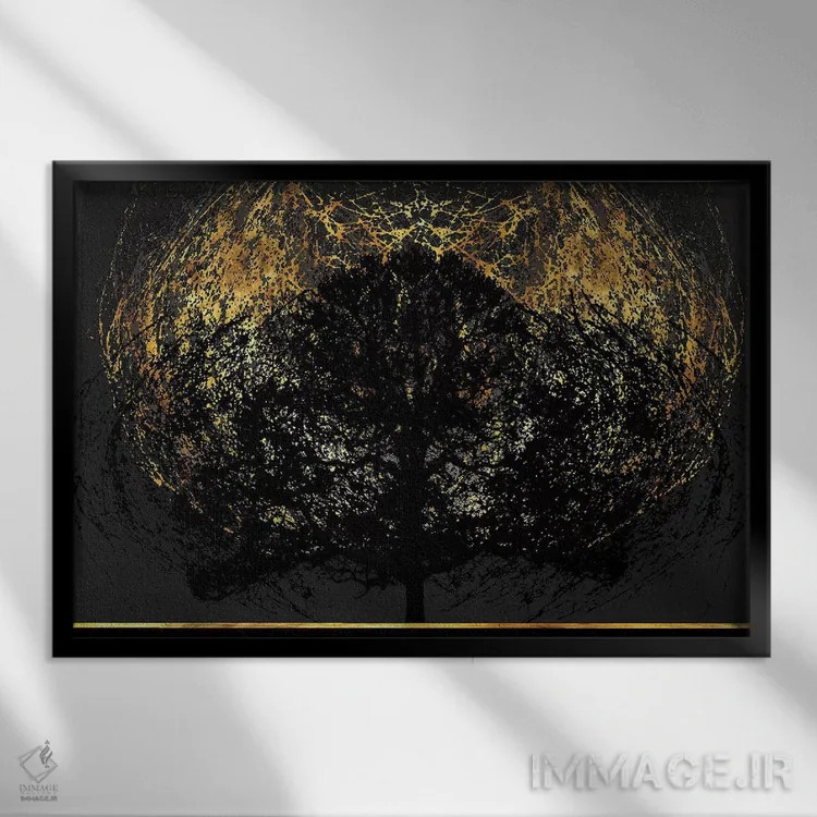 تابلو درختچه شعلهور اثر دافنه هوراِو - نمای قابدار مشکی
