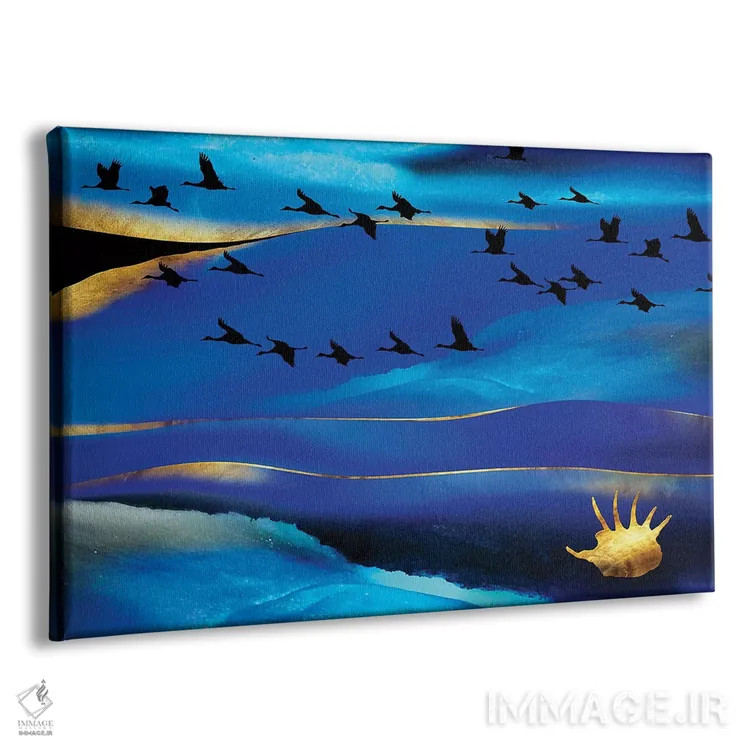 تابلو منظره دریایی با صدف طلایی اثر دافنه هوراِو - نمای پرسپکتیو محصول