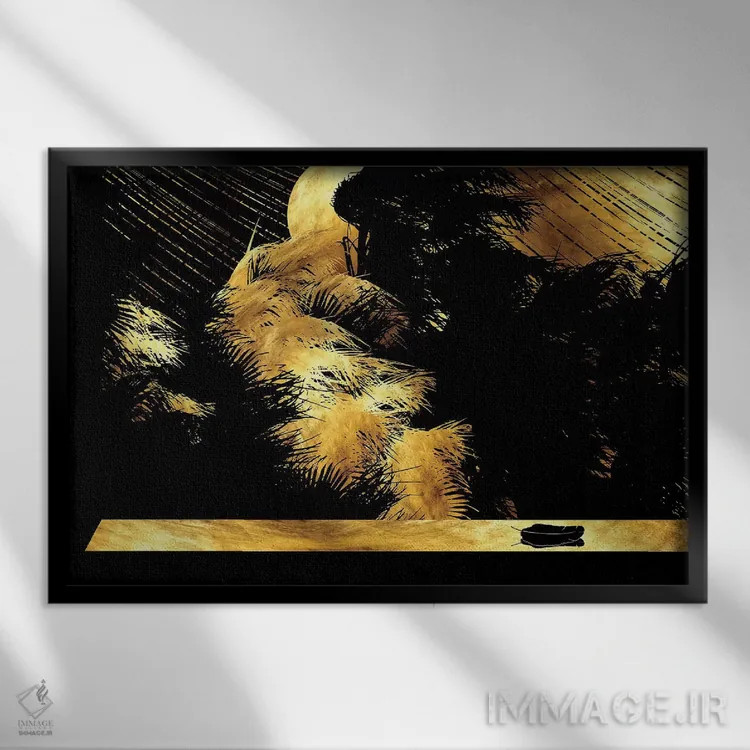 تابلو شب بارانی استوایی با یک پر اثر دافنه هوراِو - نمای قابدار مشکی