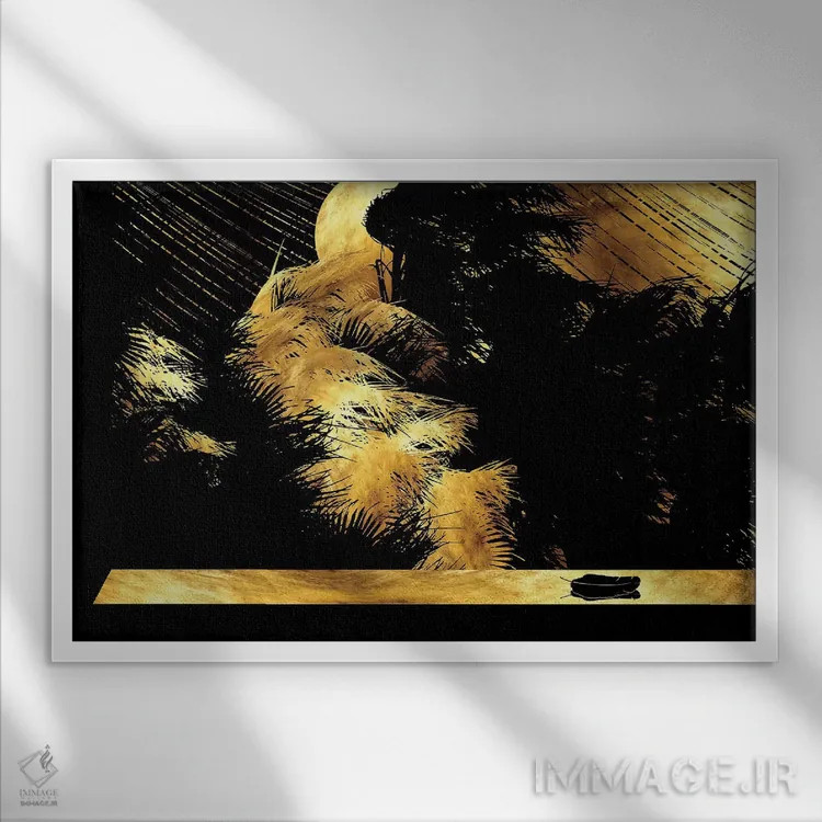 تابلو شب بارانی استوایی با یک پر اثر دافنه هوراِو - نمای قابدار سفید