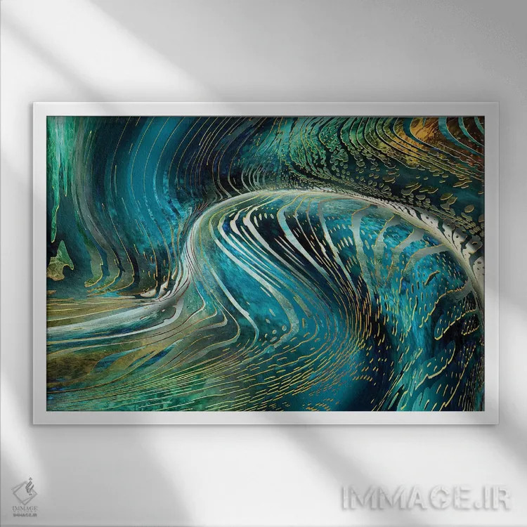 تابلو موج زیر آب اثر دافنه هوراِو - نمای قابدار سفید